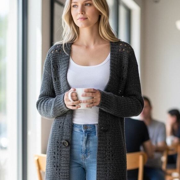 Free People Sweaters - Free People Wool Blend Boho Cardigan with Applique Details in Back